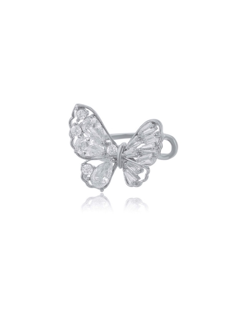 Butterfly Ear Cuff Platinum Plated CZ Stone Earcuff